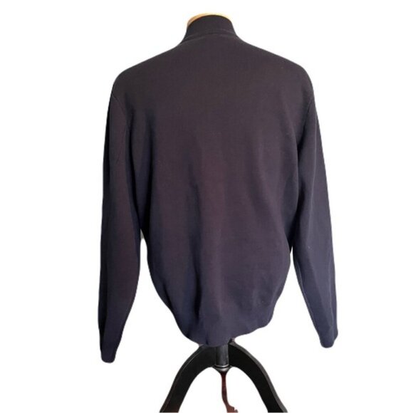 Robert Graham Large Navy Blue Full Zip Sweater - Picture 3 of 6